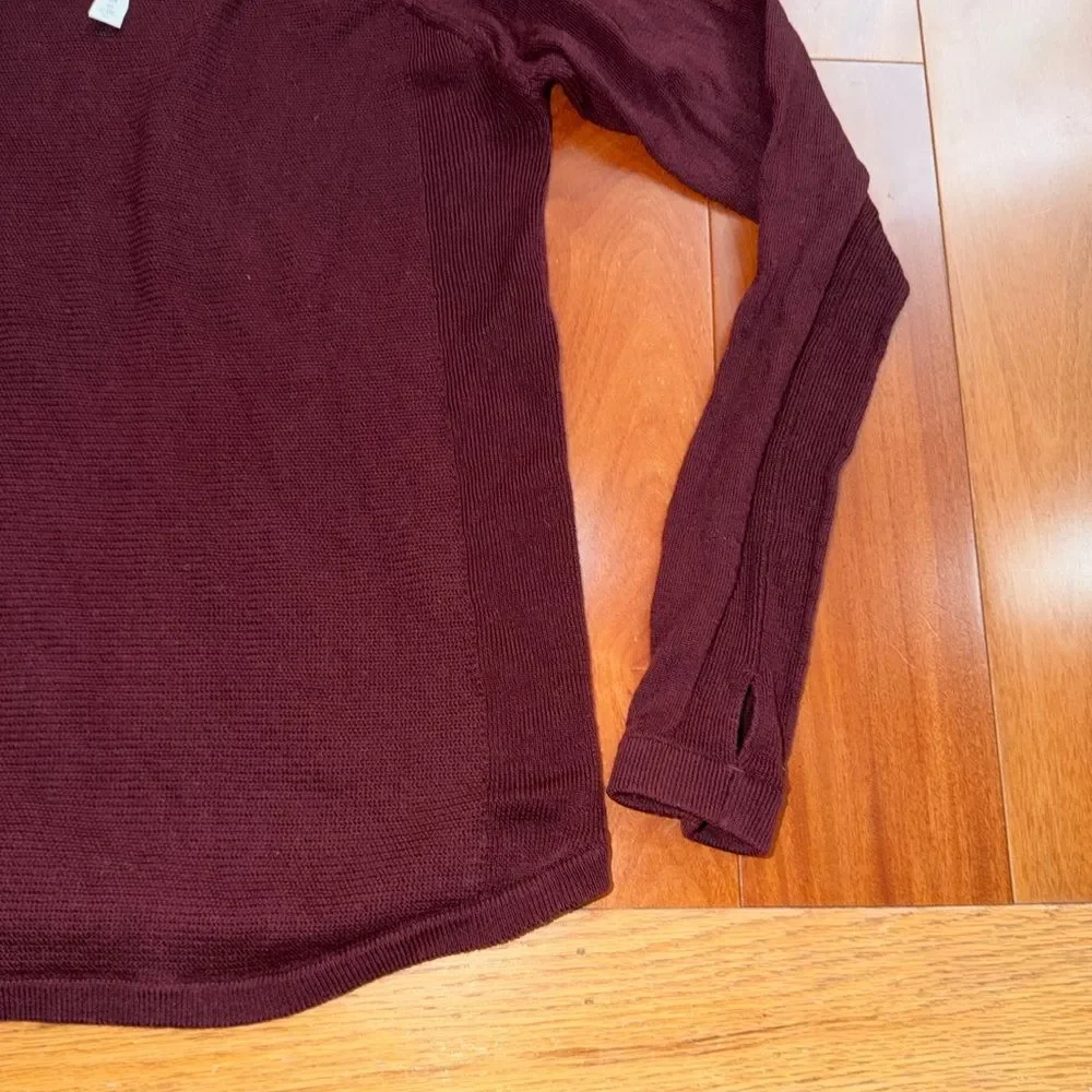 Lululemon Women's Burgundy Long Sleeve Merino‎ Wool Sweater Size 10